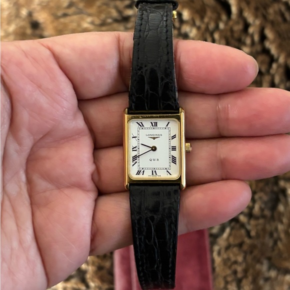 Longines Gold Case with Black Strap Ladies Watch - Picture 9 of 13